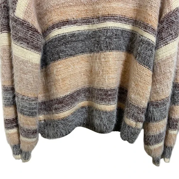 BKE Striped Fuzzy Knit Sweater Earthy Rustic Southwestern Boho Cottagecore Small - Picture 9 of 11